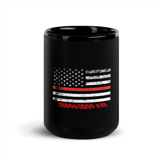 Thin Line FIREFIGHTER Black Glossy Mug