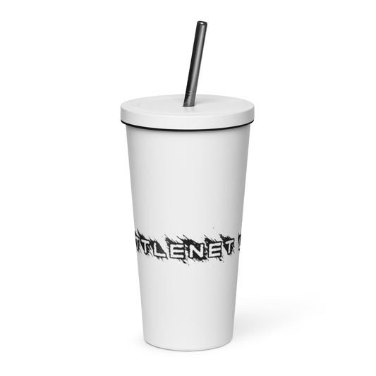 Insulated tumbler with a straw