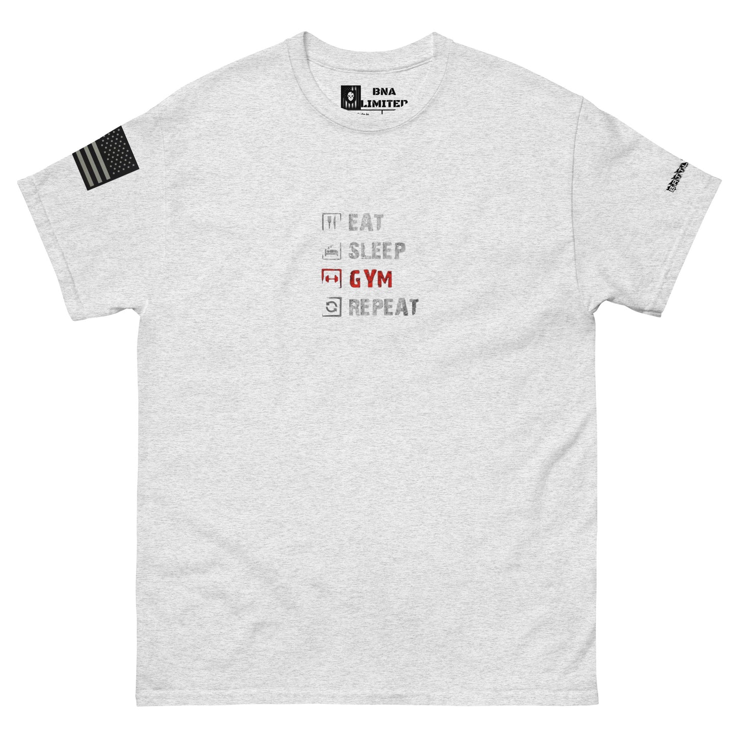 BNA LTD eat sleep gym repeat T shirt