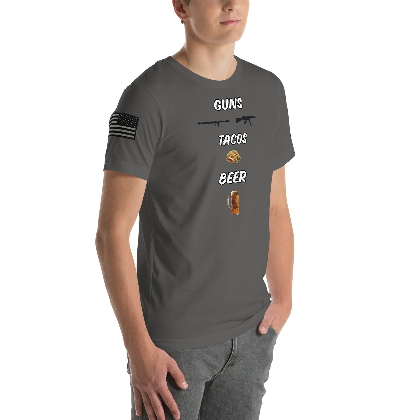 BNA LTD guns tacos beer T shirt