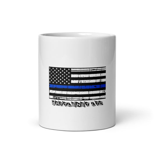 Thin Line POLICE White glossy mug