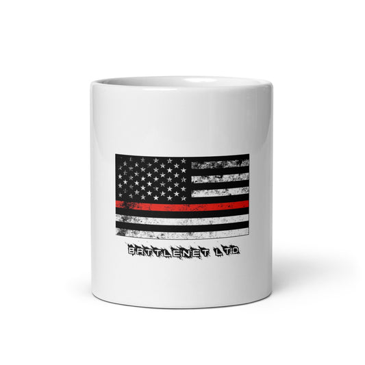 Thin Line FIREFIGHTER White glossy mug