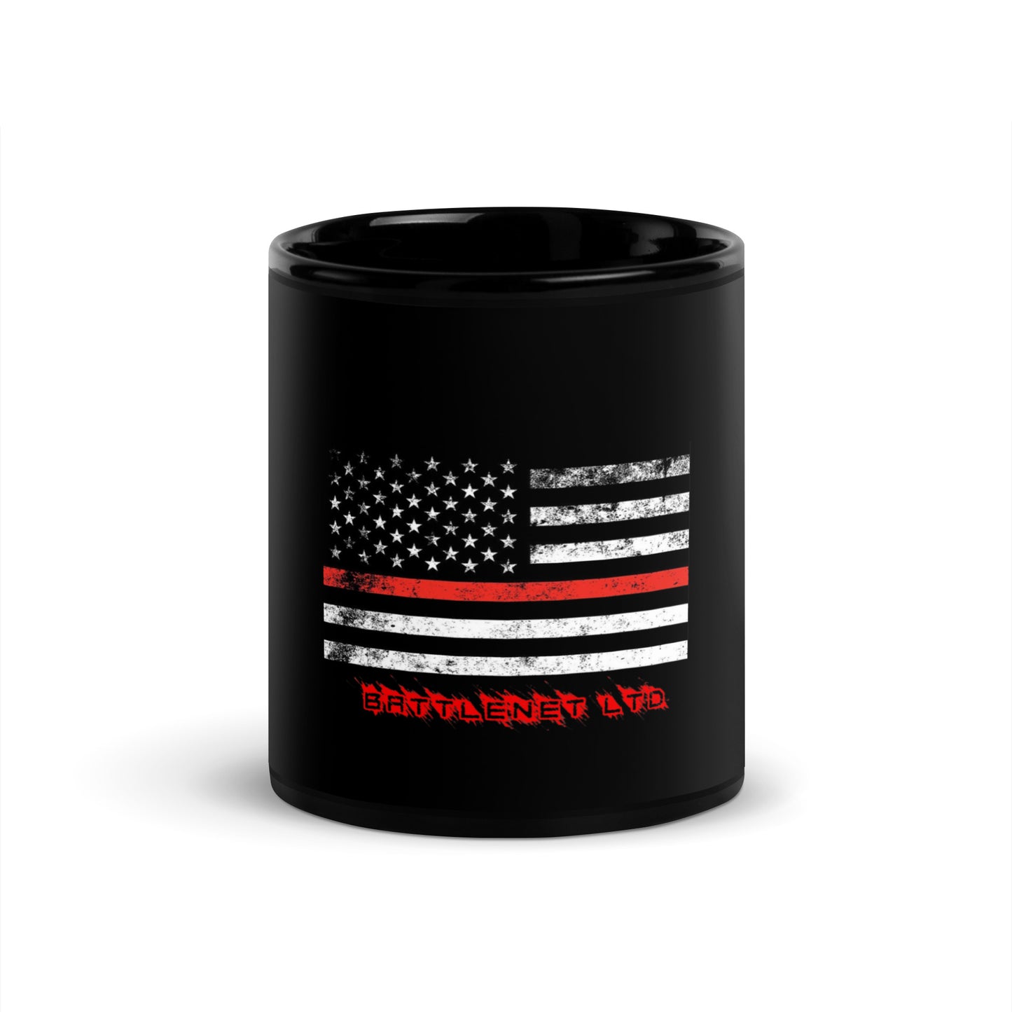 Thin Line FIREFIGHTER Black Glossy Mug