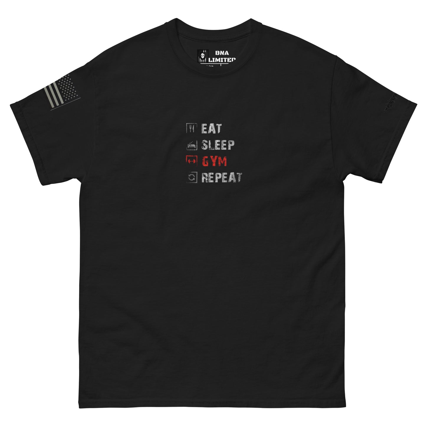 BNA LTD eat sleep gym repeat T shirt