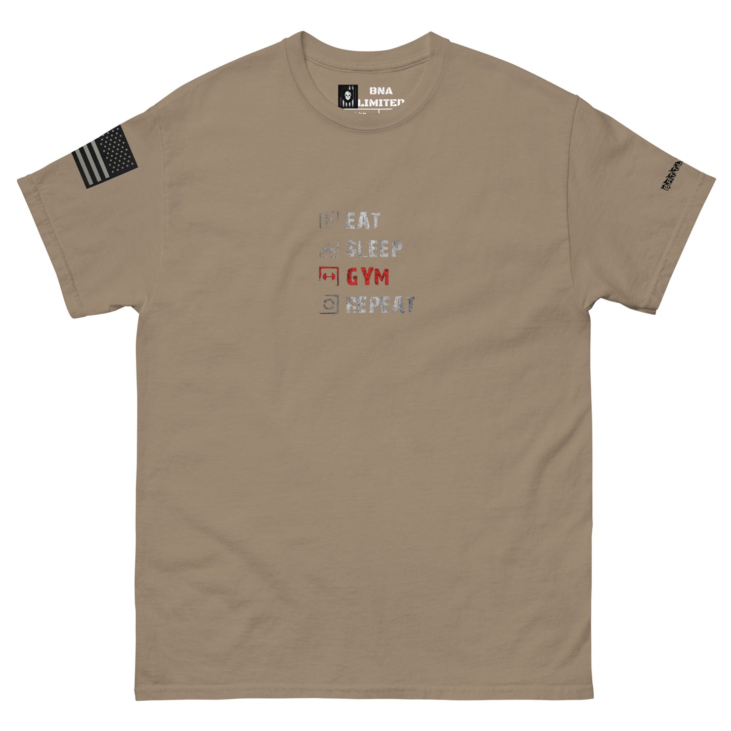 BNA LTD eat sleep gym repeat T shirt