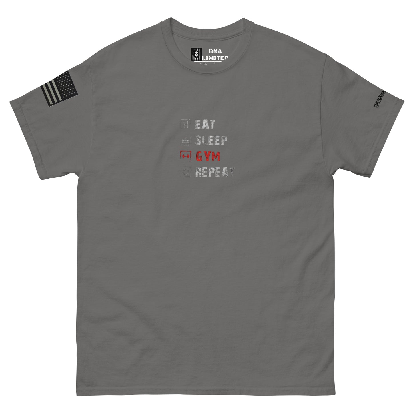 BNA LTD eat sleep gym repeat T shirt