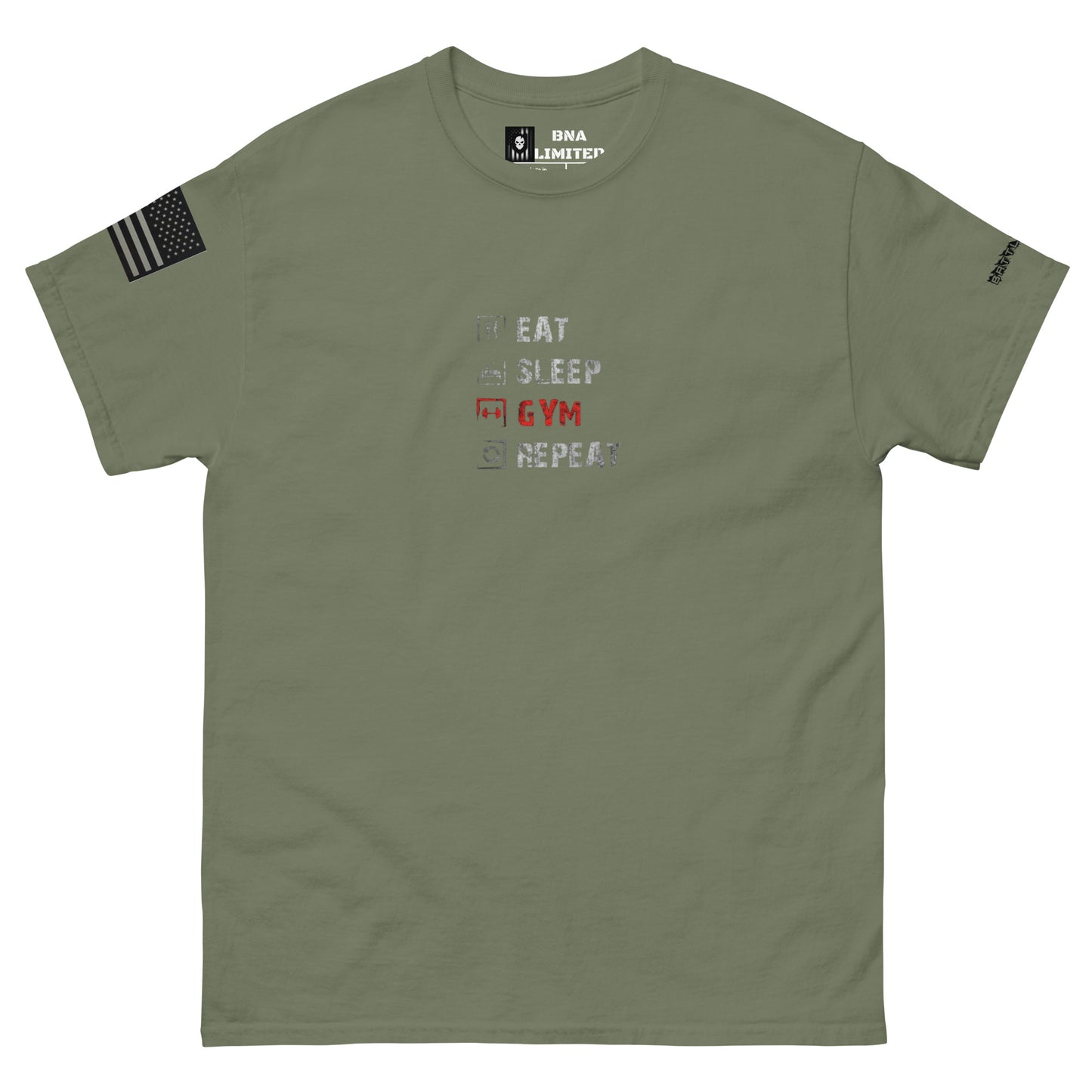 BNA LTD eat sleep gym repeat T shirt