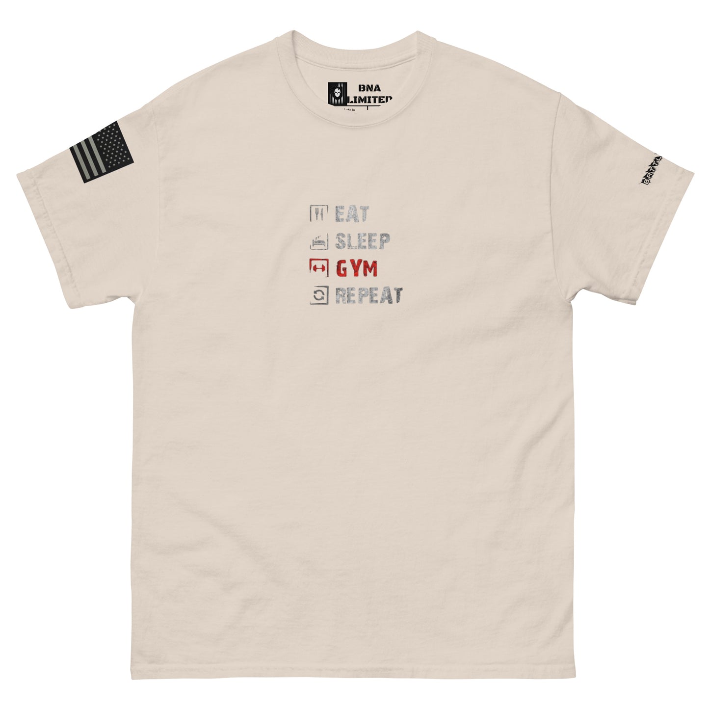 BNA LTD eat sleep gym repeat T shirt