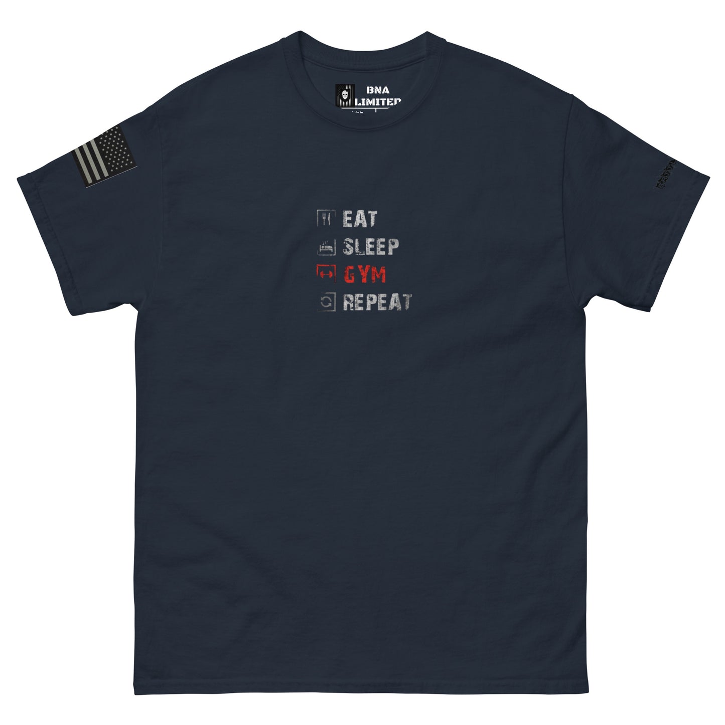 BNA LTD eat sleep gym repeat T shirt