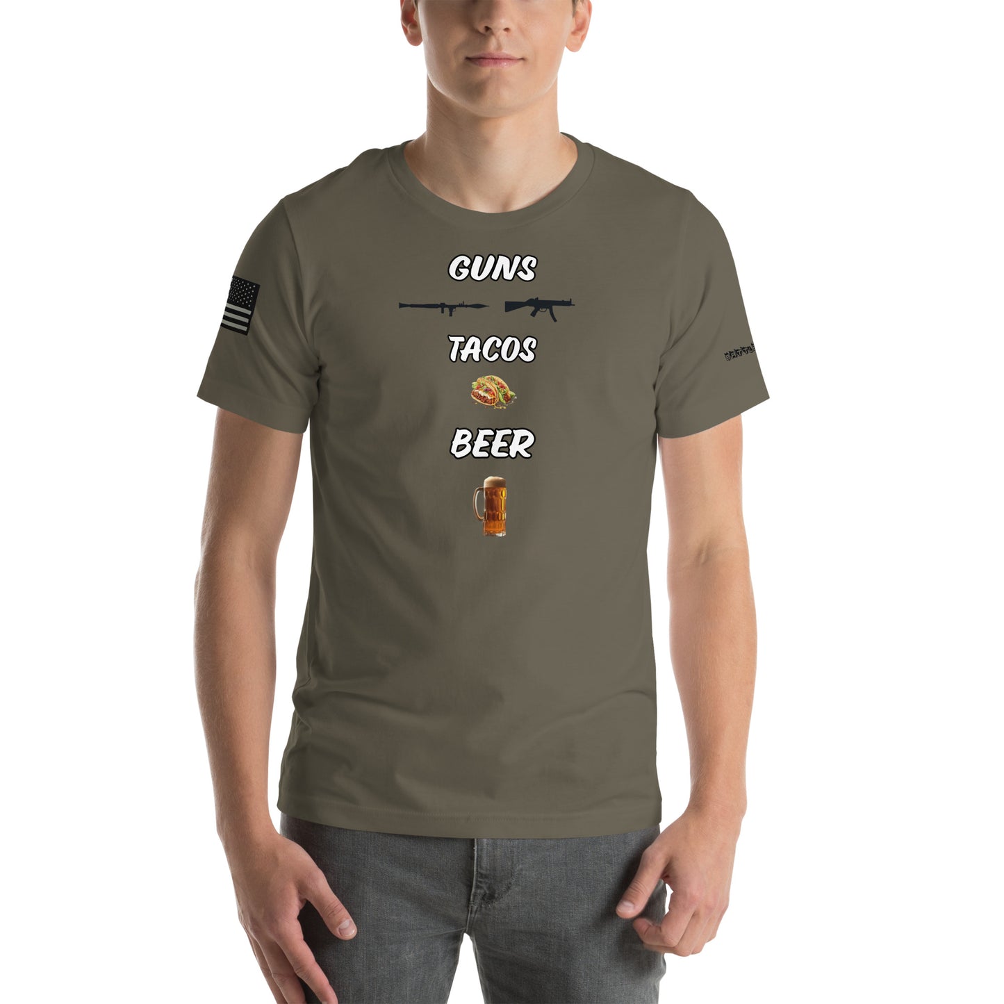 BNA LTD guns tacos beer T shirt