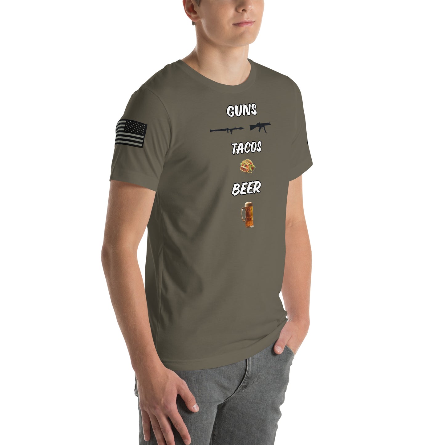 BNA LTD guns tacos beer T shirt