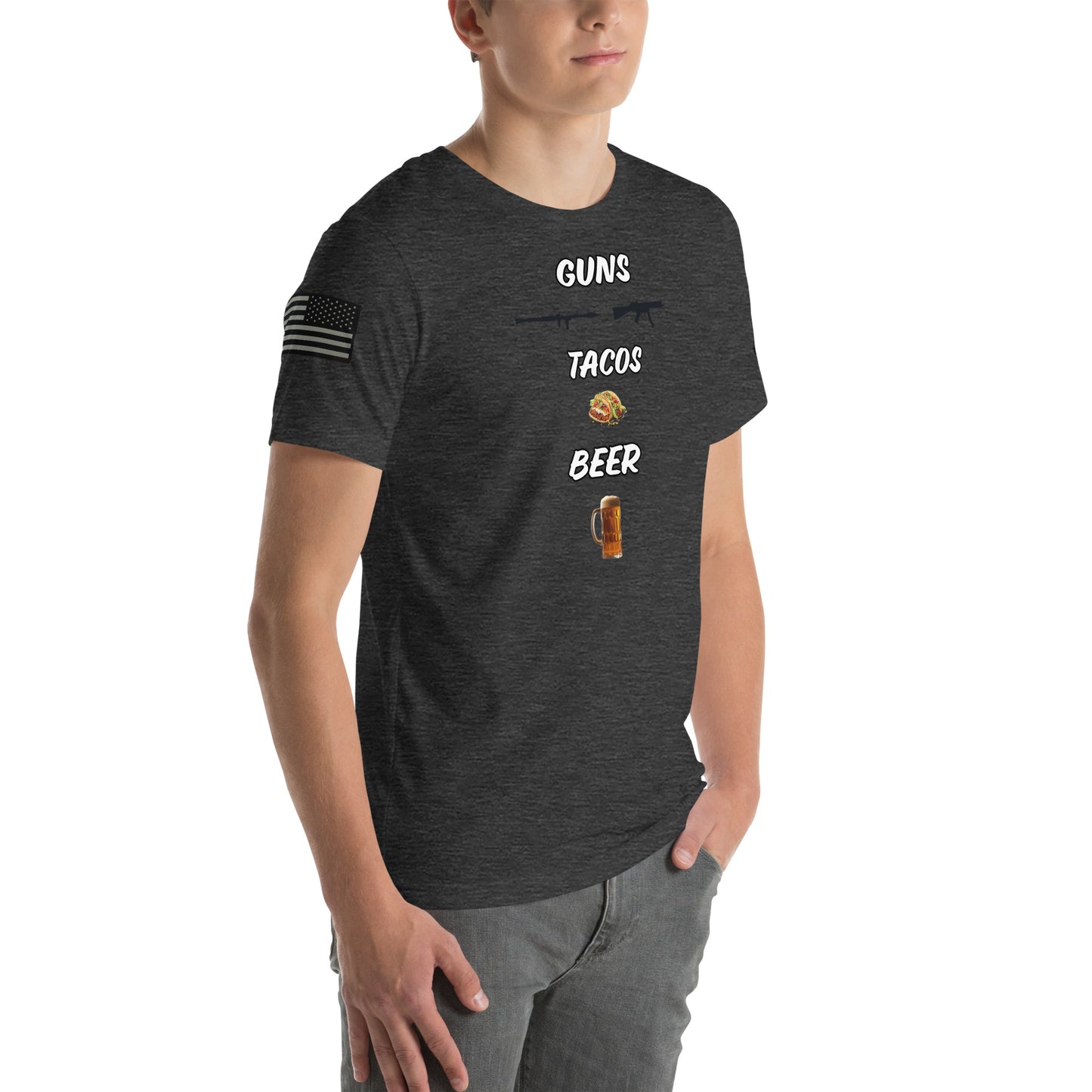 BNA LTD guns tacos beer T shirt