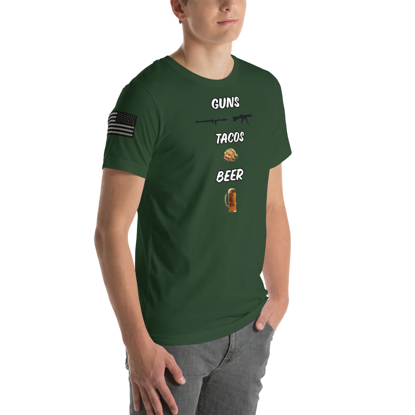 BNA LTD guns tacos beer T shirt