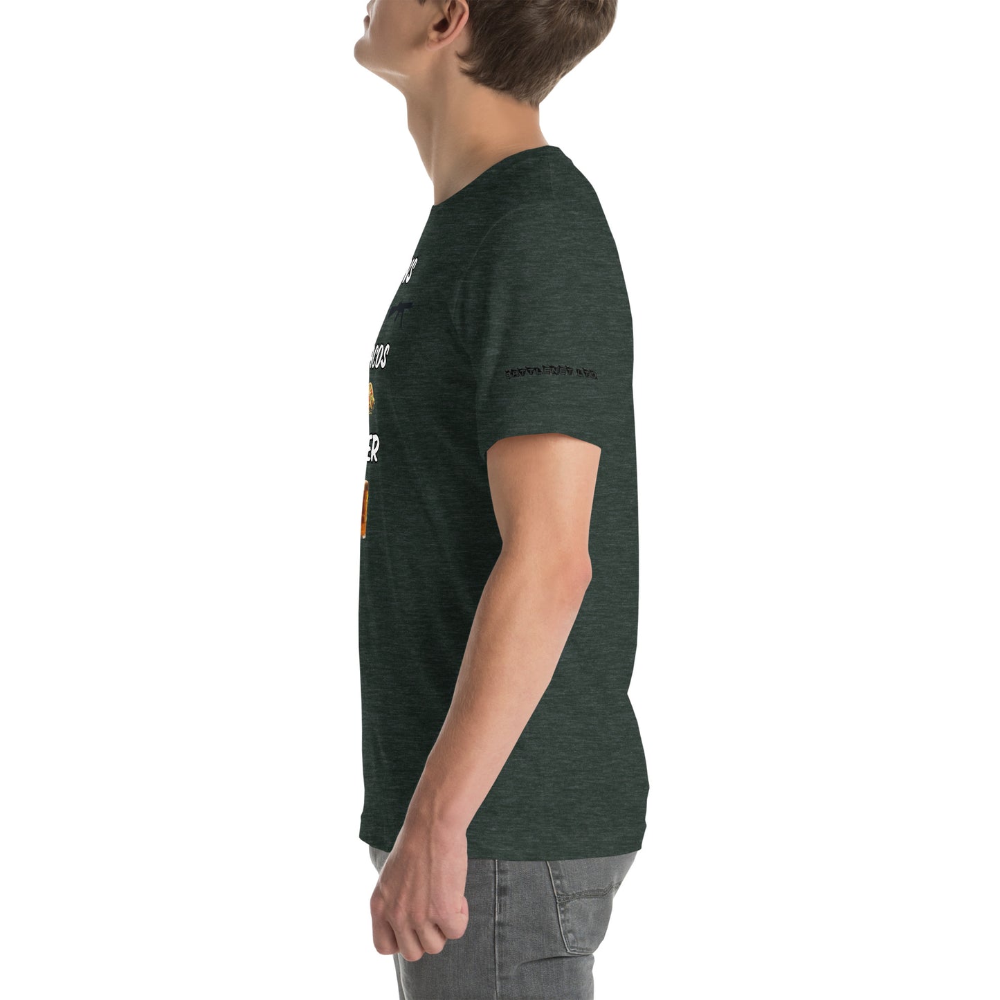 BNA LTD guns tacos beer T shirt