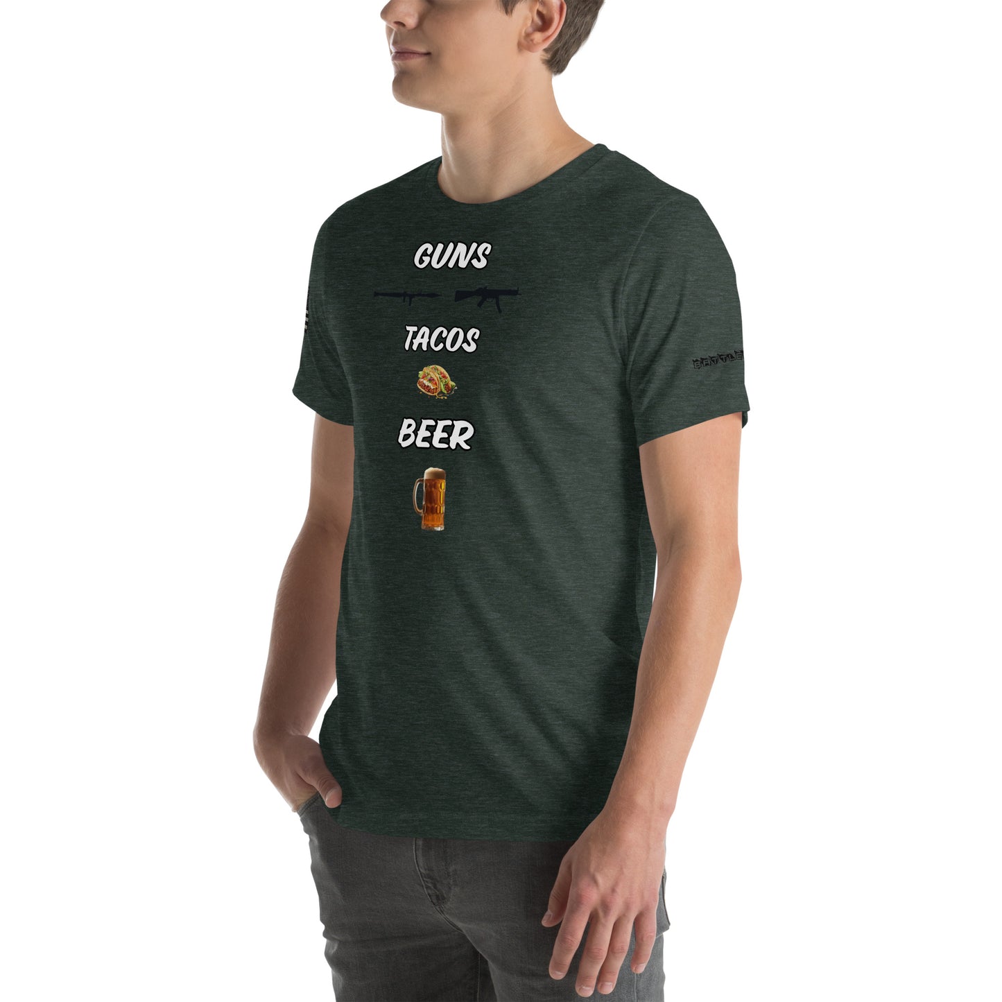 BNA LTD guns tacos beer T shirt
