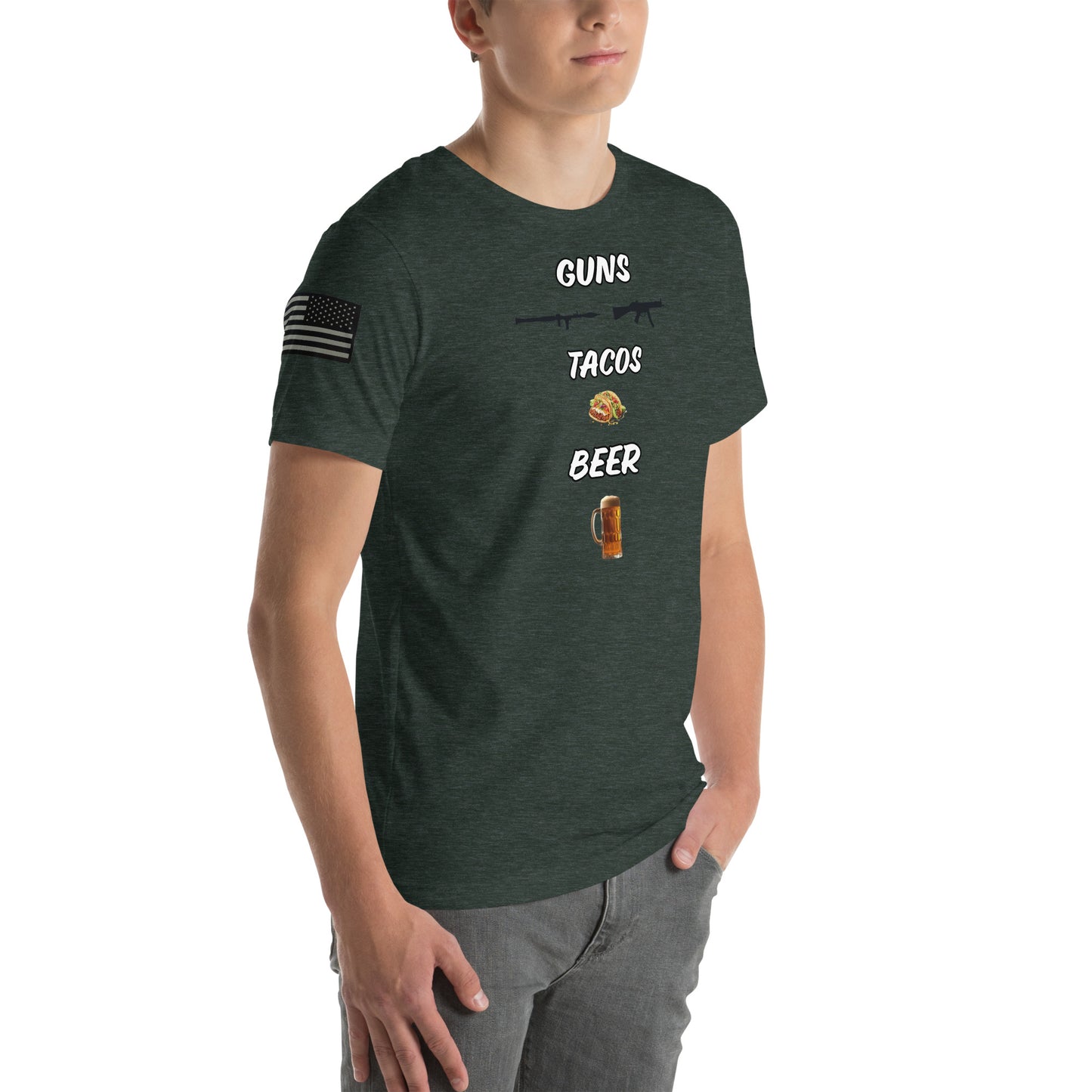 BNA LTD guns tacos beer T shirt