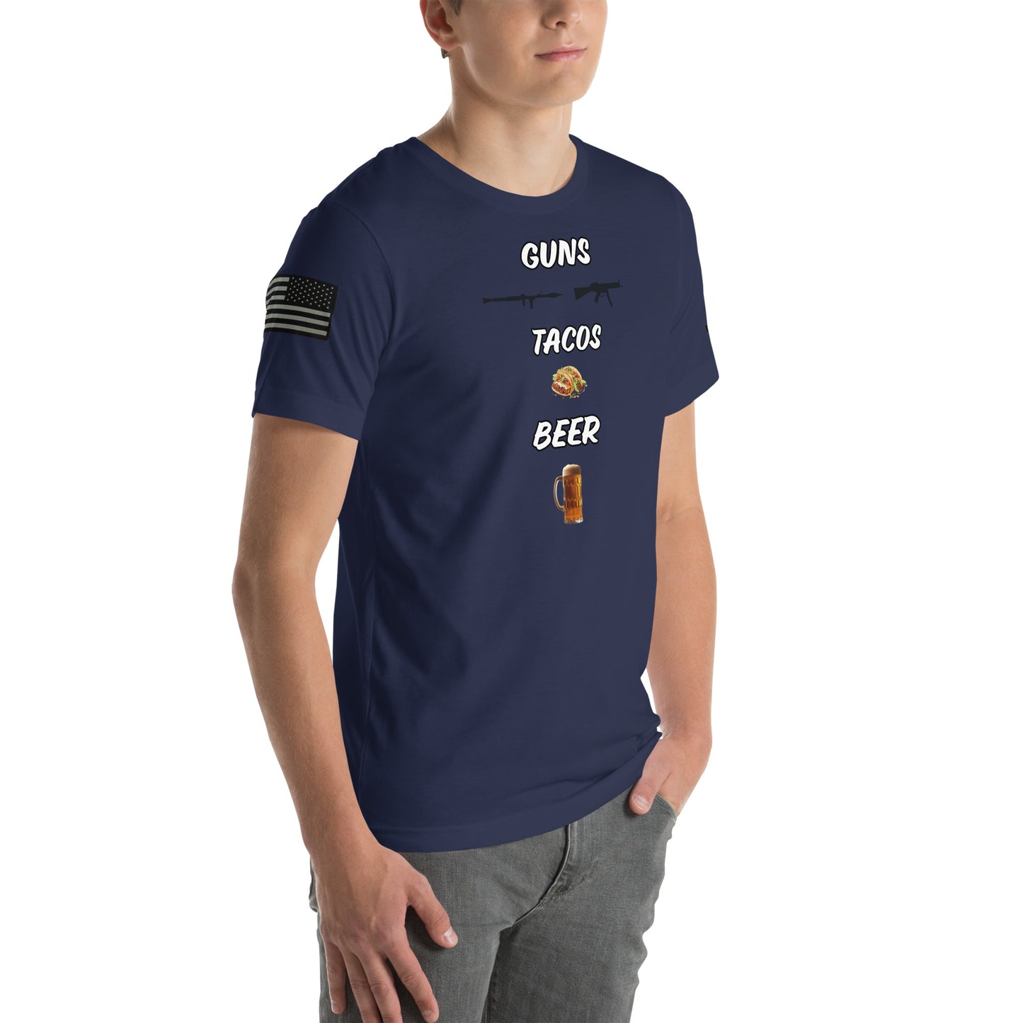 BNA LTD guns tacos beer T shirt